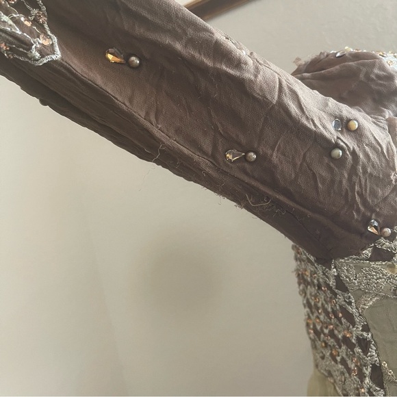 Pakistani Indian Desi Party Wear Maxi Dress (Flawed) Refer to pics Color Green - Picture 5 of 12